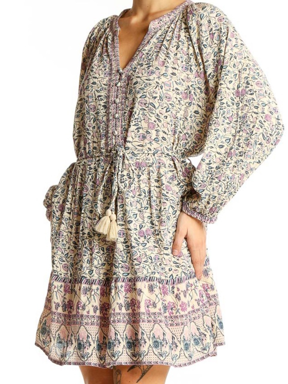 🌸Japna Singh floral boho mini dress womens size small🪻